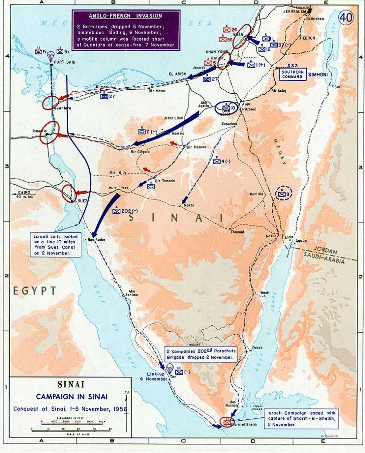 1956 Suez Crisis and Operation Musketeer Map